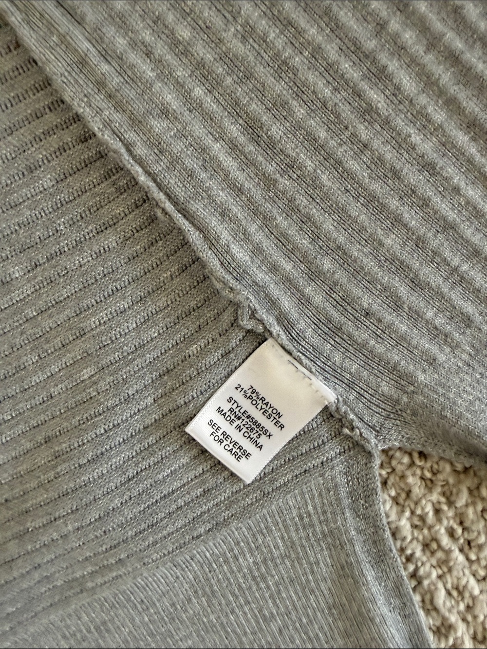 Lightweight Grey Open-Front Ribbed Cardigan - Picture 5 of 5